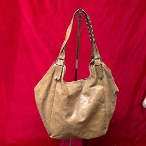 Cynthis Vincent Elegant Tan Leather Tote Bag